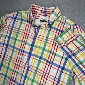The Nutter Mens Rainbow Plaid Popover Shirt Cotton Made in USA Small